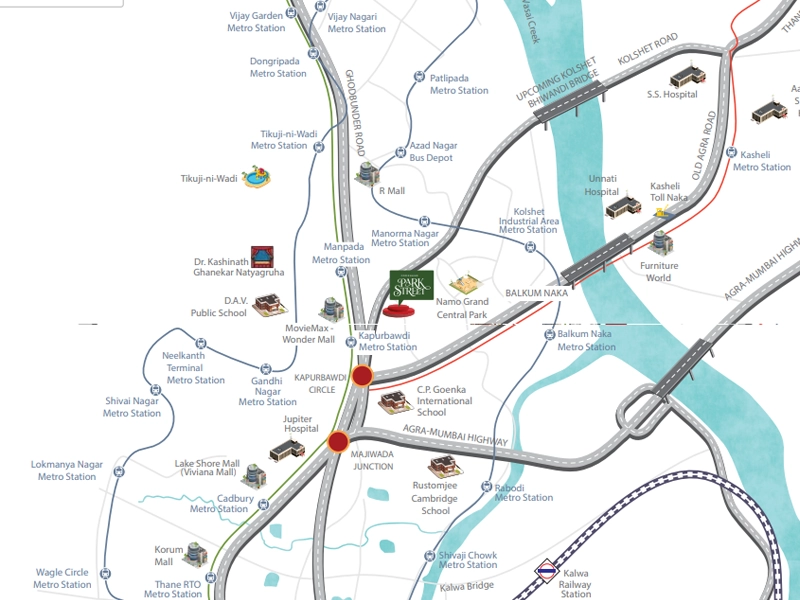 Mayfair Park Street Strategic Kolshet Road Location Map Thane West
