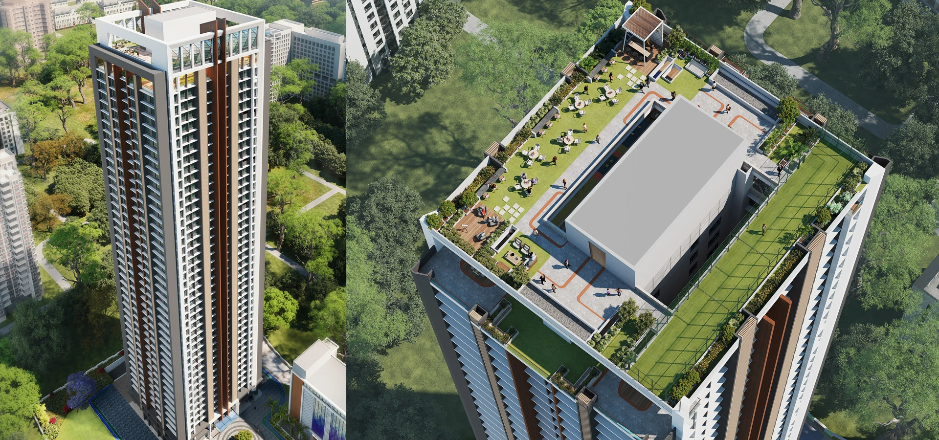 Mayfair Park Street Aerial View Render Kolshet Thane
